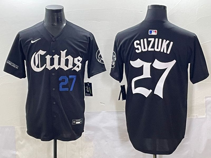 Men 2025 Chicago Cubs #27 Suzuki Black Five generations Joint Name Nike MLB Jersey style 5